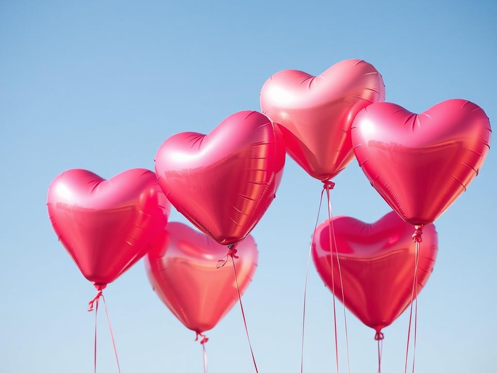 heart-shaped helium balloonsфото